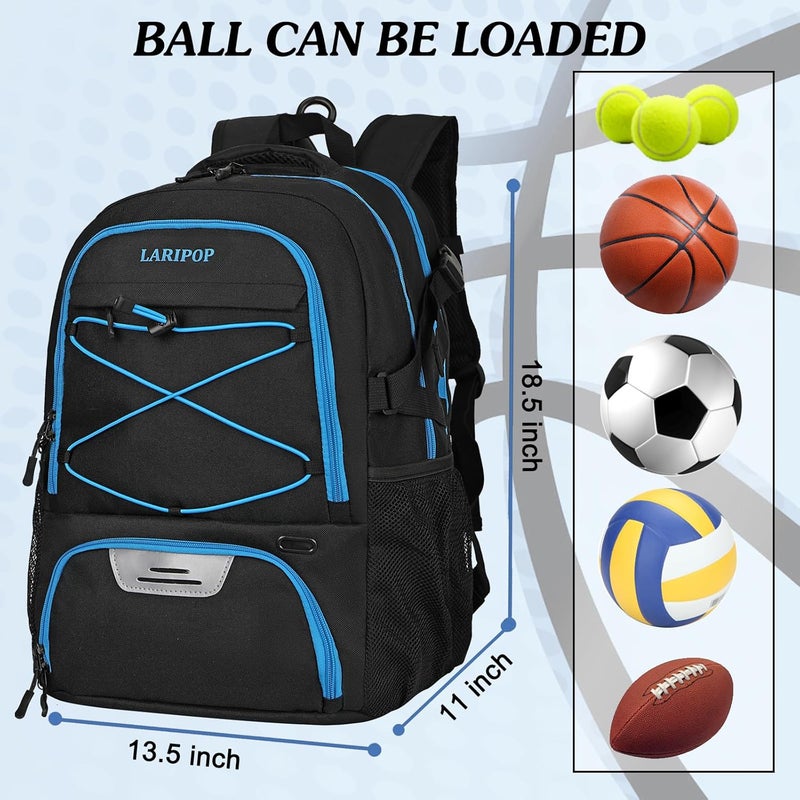 LARIPOP Basketball Backpack, Large Sports Bag with Ball Holder & Shoes Compartment, Basketball Bag for Soccer,Volleyball, - Image 5
